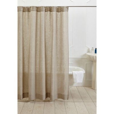 100% Natural Soft Linen Material Ready-Made Hemp Shower Curtain for SPA Bath Decor